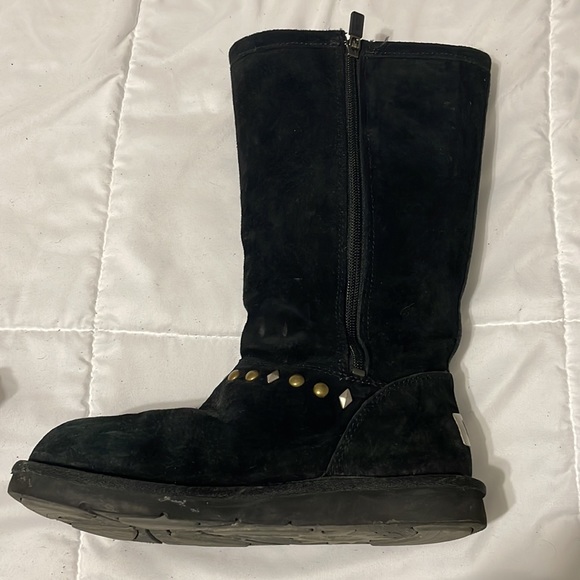 Ugg Avondale Black Suede Boots Diamond Gold and Silver Metal Studs inside zip - Picture 6 of 16